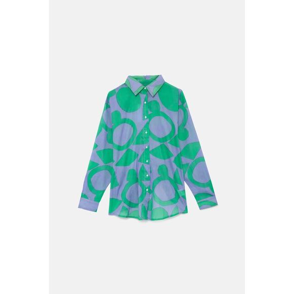 Loja Real Geometric Print Oversized Shirt - S - Picture 1 of 5